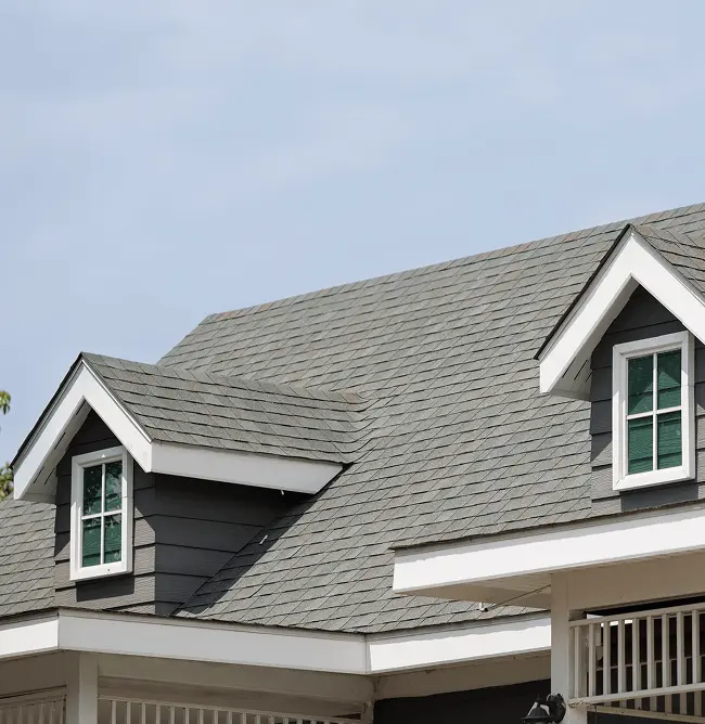 Exterior shot of a home's slanted roof